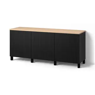 BESTÅ storage combination with doors, black-brown/Lappviken/Stubbarp black-brown, 180x42x76 cm