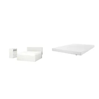 BRIMNES/ÅKLABBEN Bed with 12cm thick mattress, latex, 5 comfort zones, medium firm