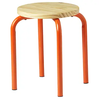 DOMSTEN stool, orange/pine, Height 45 cm