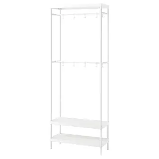 MACKAPÄR coat rack with shoe storage unit, white, 78x32x200 cm