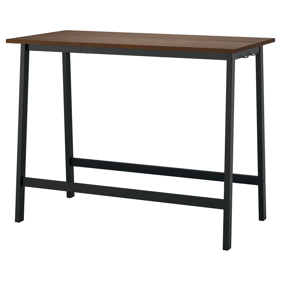 Mitzon high table in brown with black metal frame.