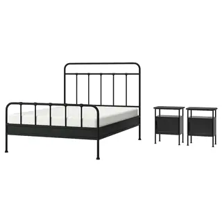 STJÄRNÖ / GRÅFJÄLLET bedroom furniture, set of 3, anthracite, 150x200 cm