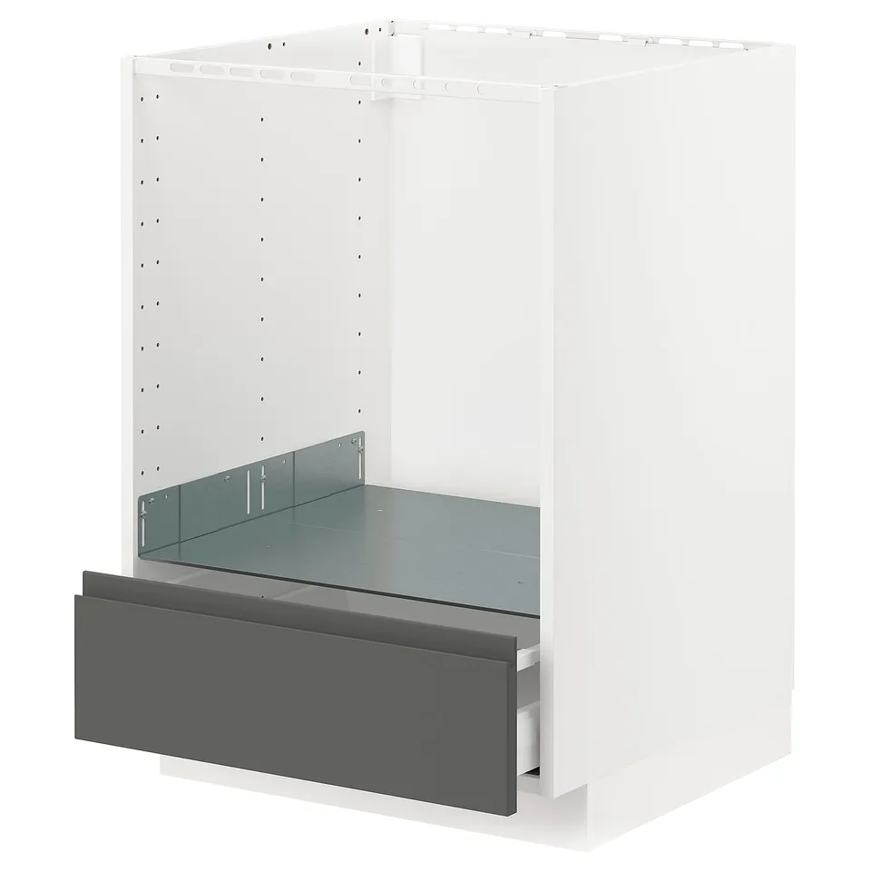 Modern grey ikea METOD kitchen cabinet with single drawer.