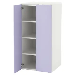 SMÅSTAD / PLATSA wardrobe, white lilac/with 3 shelves, 60x57x123 cm