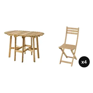 ASKHOLMEN set: gateleg table, outdoor + chair, outdoor x4