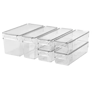 KLIPPKAKTUS storage box for fridge set of 6, transparent