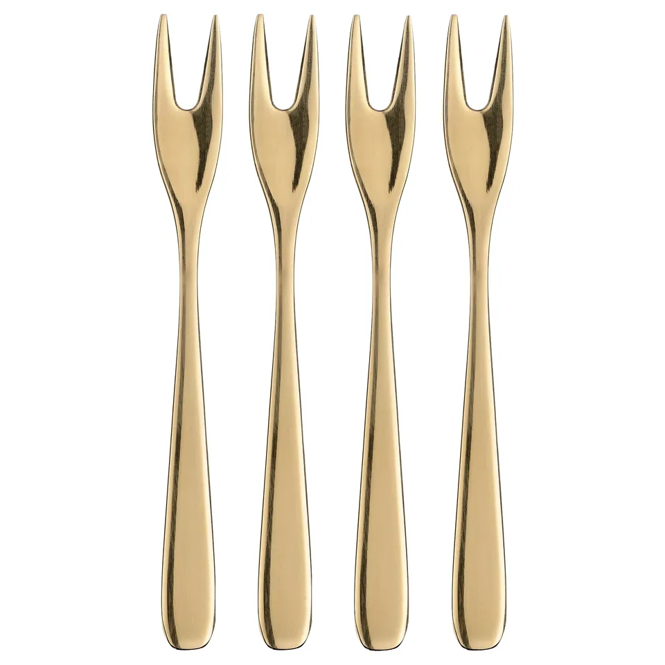 Gold cocktail forks, TILLAGD series, stainless steel with brass finish.