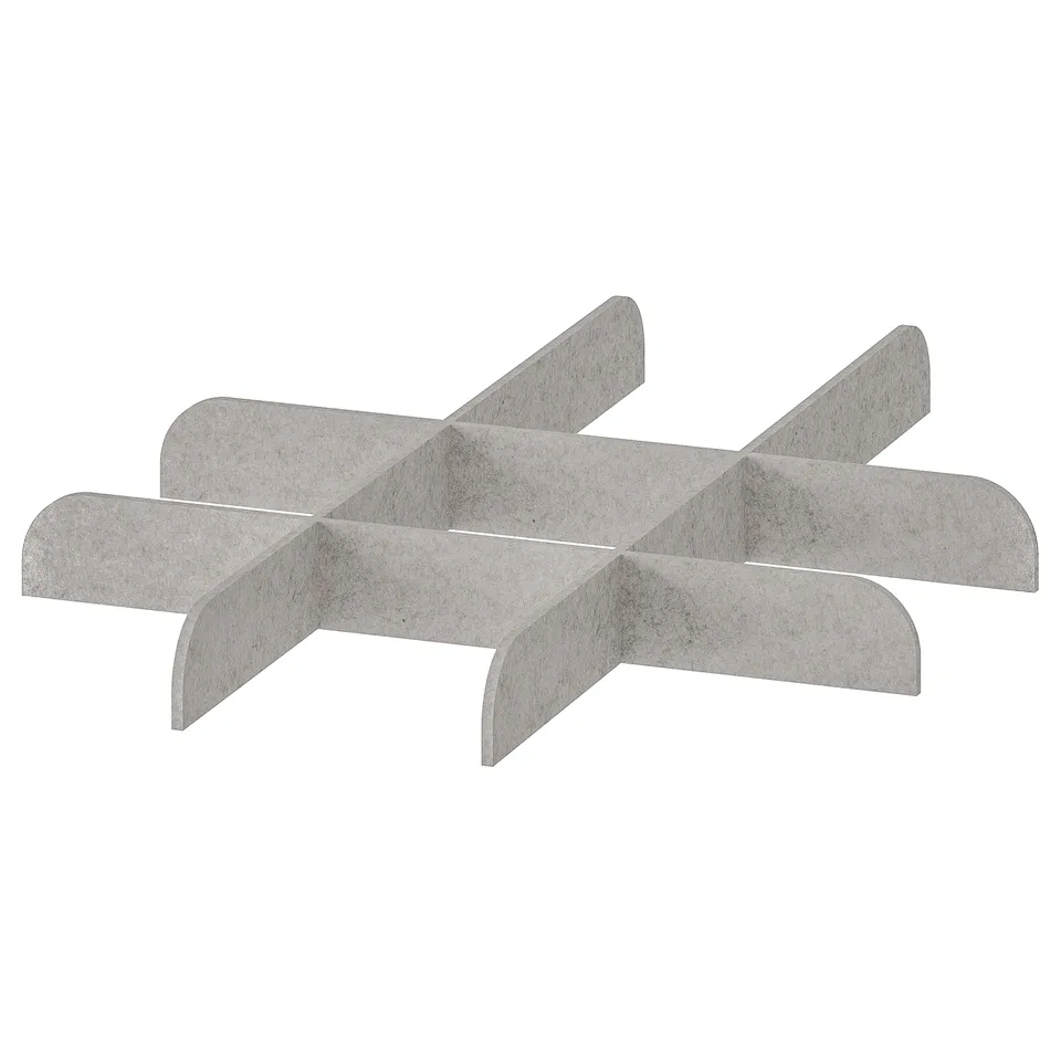 KOMPLEMENT grey wardrobe divider, polyester, star shape, organised compartments.