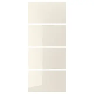 HOKKSUND 4 panels for sliding door frame, high-gloss light beige, Width 100 x Height 236 cm