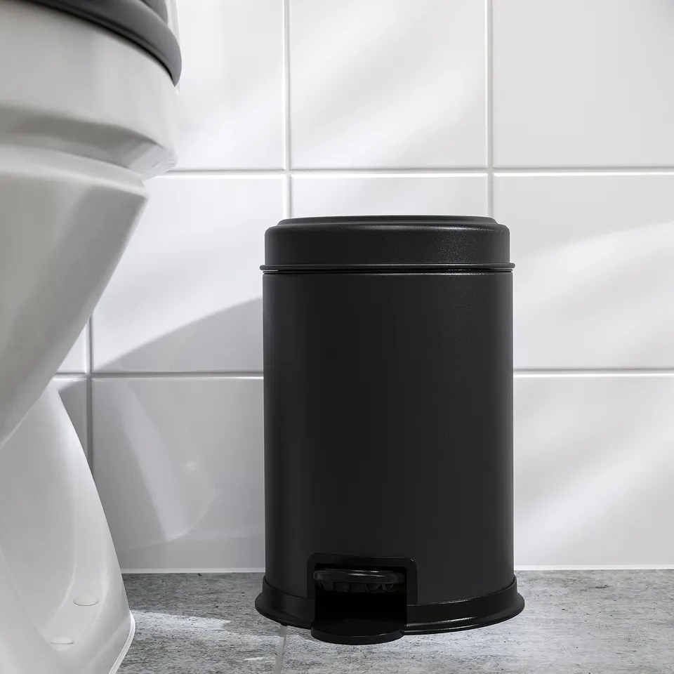 PÄRLSLINKE Waste bin, black, 3 l