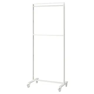 MITTZON frame w castors/coat rack/disp shlf, white, 85x205 cm