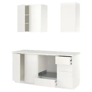 METOD kitchen, white/Veddinge white, 186x60x227 cm