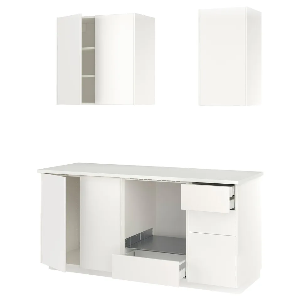 METOD Kitchen, white/Veddinge white, 186x60x227 cm