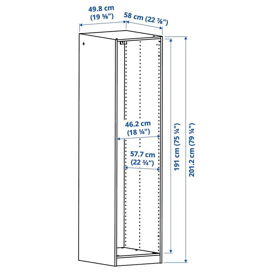Illustration with measurements for the product: PAX.