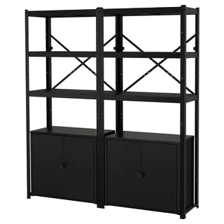 BROR shelving unit with cabinets, black, 170x40x190 cm