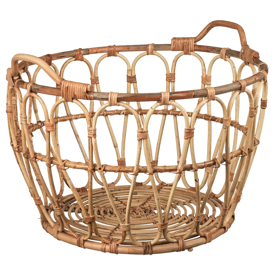 SNIDAD wicker basket, natural colour, hand-braided design, round shape, ideal for storage.