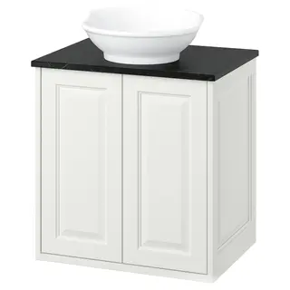TÄNNFORSEN / VÄSTERSJÖN wash-stnd w doors/wash-basin, white/black marble effect, 62x49x79 cm