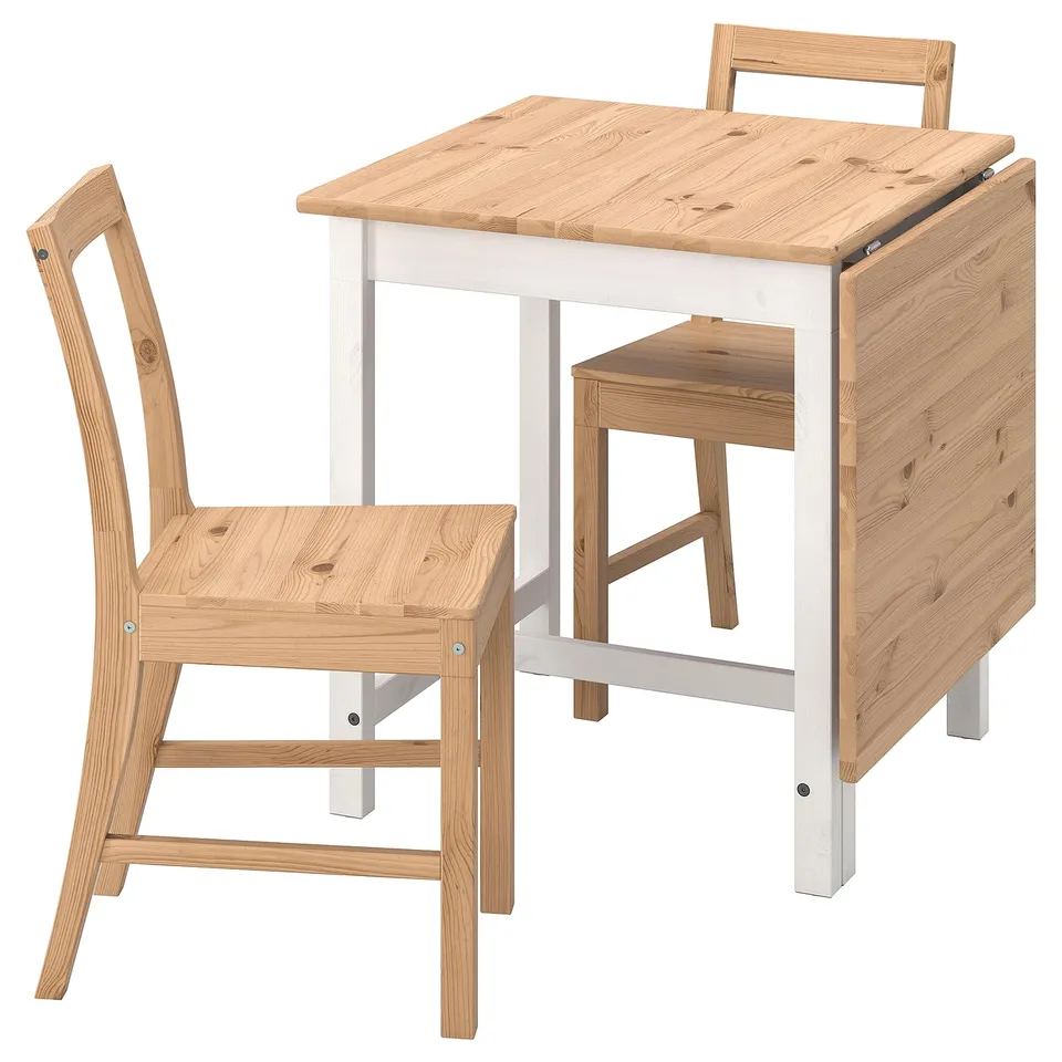 PINNTORP, light wood table and chair set, compact, functional, space-saving design.