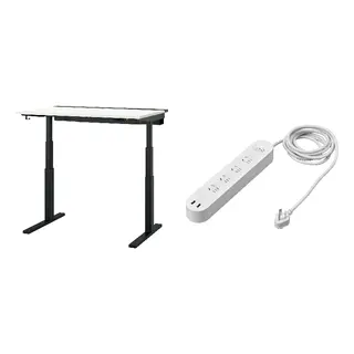 KOPPLA/MITTZON set: desk sit/stand + 4-way socket with 2 USB ports