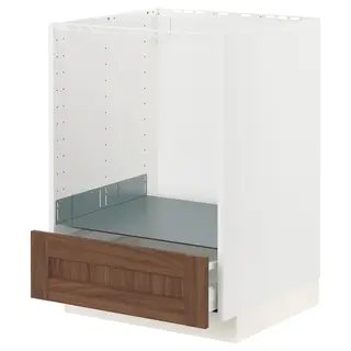 METOD / MAXIMERA base cabinet for oven with drawer, white Enköping/brown walnut effect, Width 60.0 x Depth 61.9 cm
