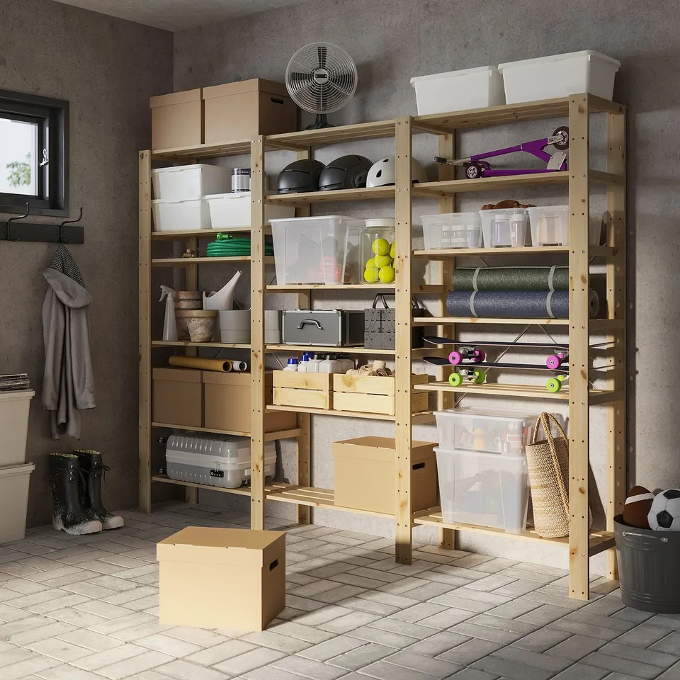 HEJNE 3 sections/shelves, softwood, 230x31x171 cm