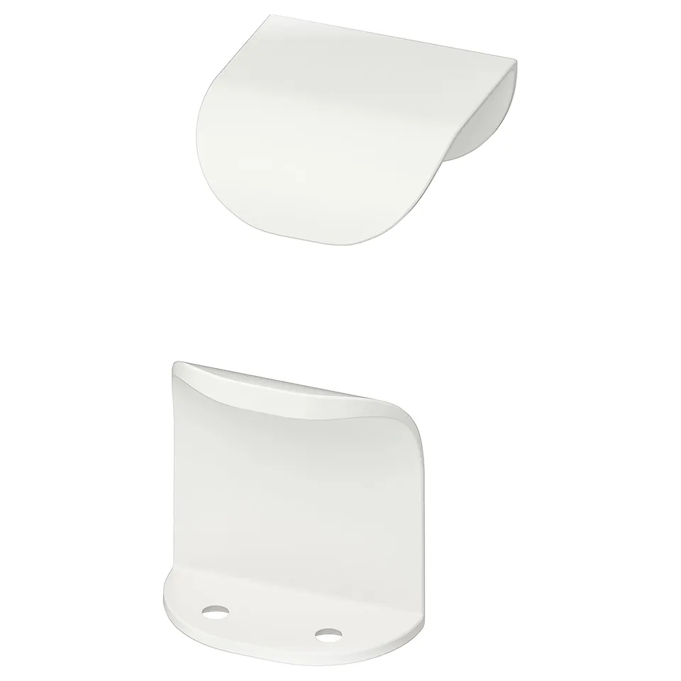 White minimalist BILLSBRO handles made of aluminium for modern kitchen design.