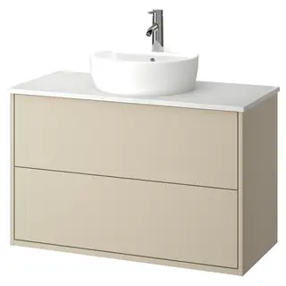 HAVBÄCK / TÖRNVIKEN wash-stnd w drawers/wash-basin/tap, beige/white marble effect, Width 102.0 x Depth 49.0 x Height 78.8 cm