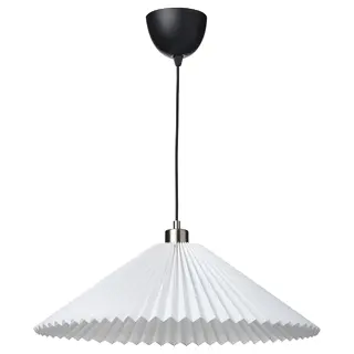 KUDDLAVA / SKAFTET pendant lamp, pleated white, 59 cm