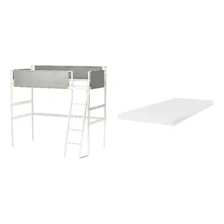 VITVAL/ÅRBERGET set: loft bed frame + natural latex mattress