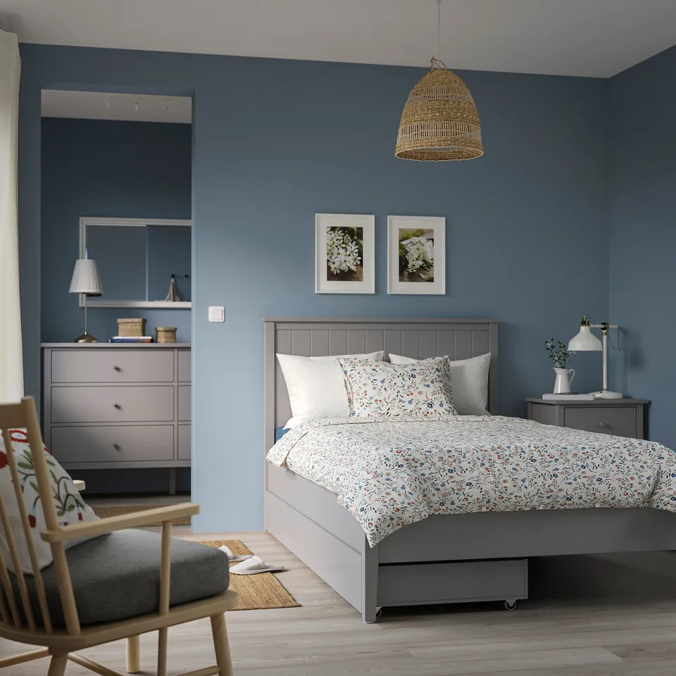 part: GULLABERG bed frame with 2 storage boxes