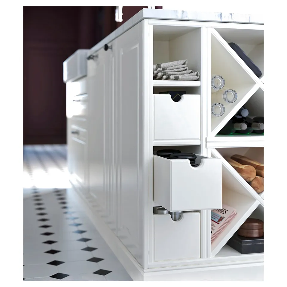 TORNVIKEN storage box in kitchen cabinet.