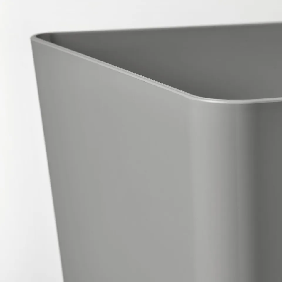 Sleek, grey rectangular storage box, smooth edges, sturdy design.