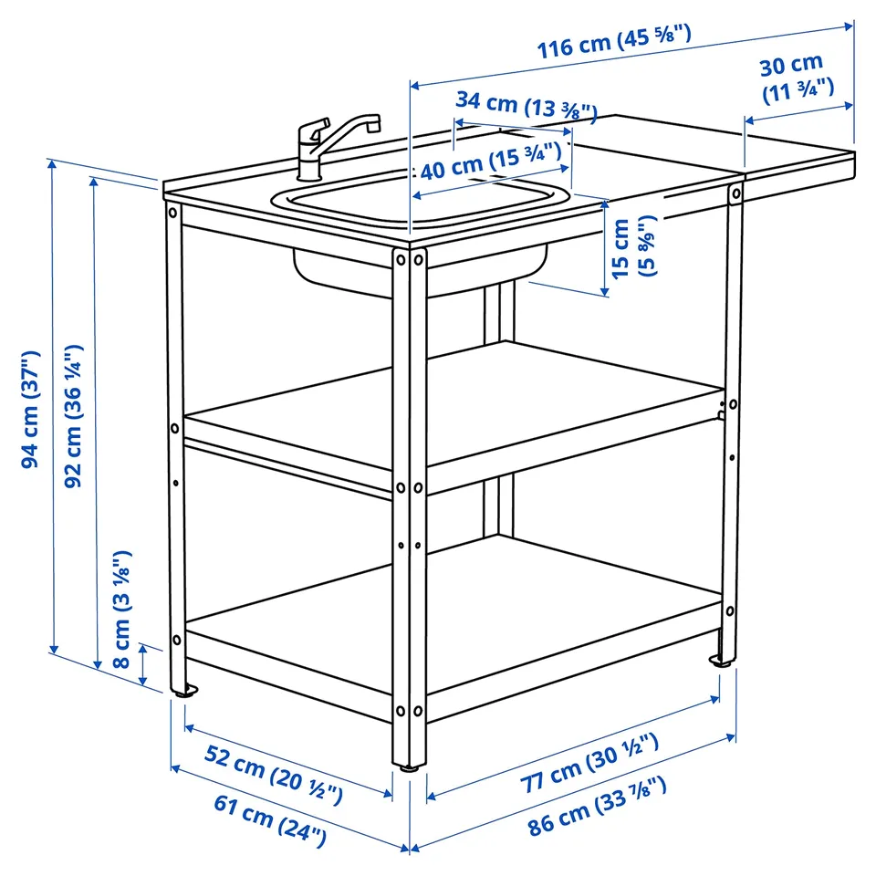 Illustration with measurements for the product: GRILLSKÄR.