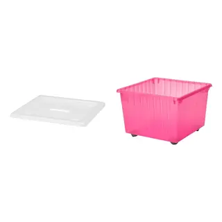 VESSLA set: storage crate with castors + lid
