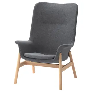VEDBO high-back armchair, Gunnared dark grey, Width 80 x Depth 85 x Height 108 cm