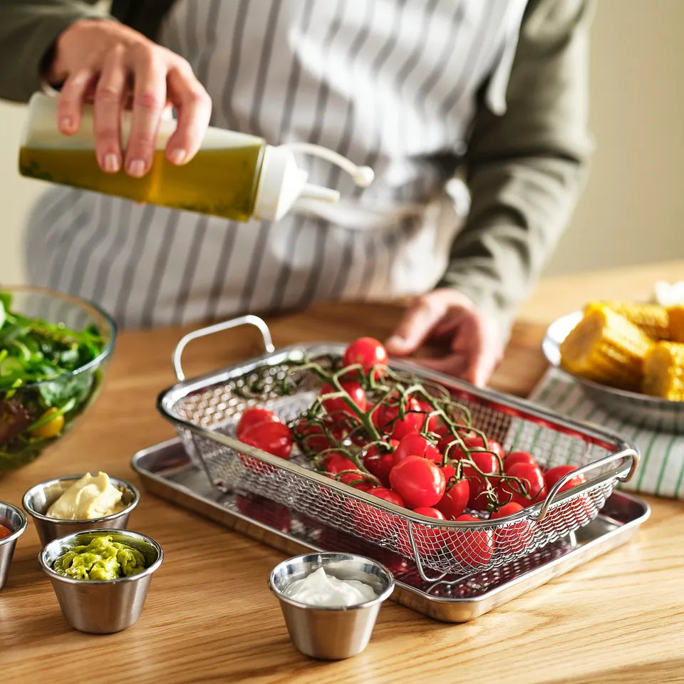 GRILLTIDER Barbecue basket, stainless steel, 33x19 cm