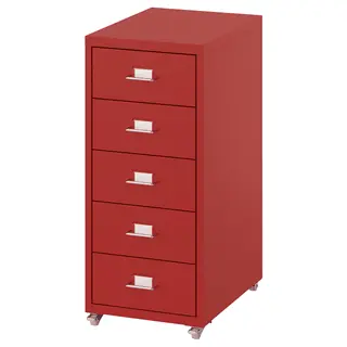 HELMER drawer unit on castors, red, 28x44x65 cm
