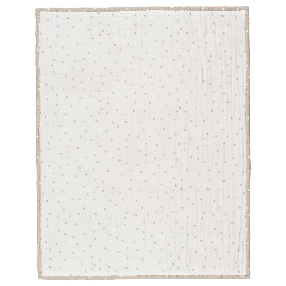 LEN Blanket, white beige/dot pattern muslin, 80x100 cm