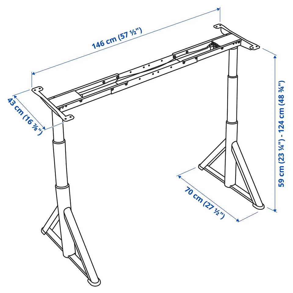 part: IDÅSEN underframe sit/stand f table tp, el