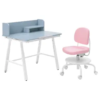 PIPLÄRKA / VIMUND children's desk and chair, blue/light pink