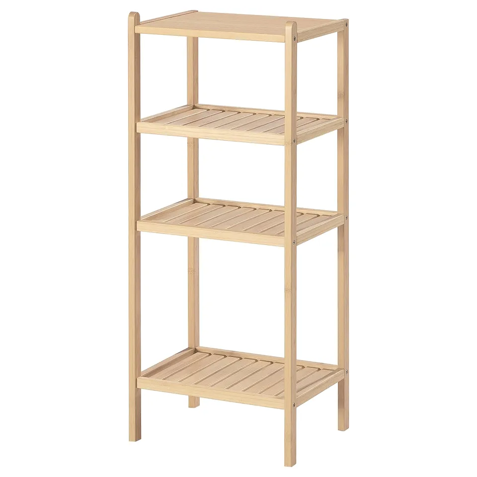 STEGESUND bamboo shelf, natural. Three-tiered, rectangular, minimalist design.