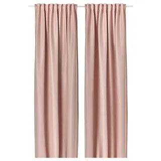 VILBORG room darkening curtains, 1 pair, pink/with heading tape, 145x250 cm