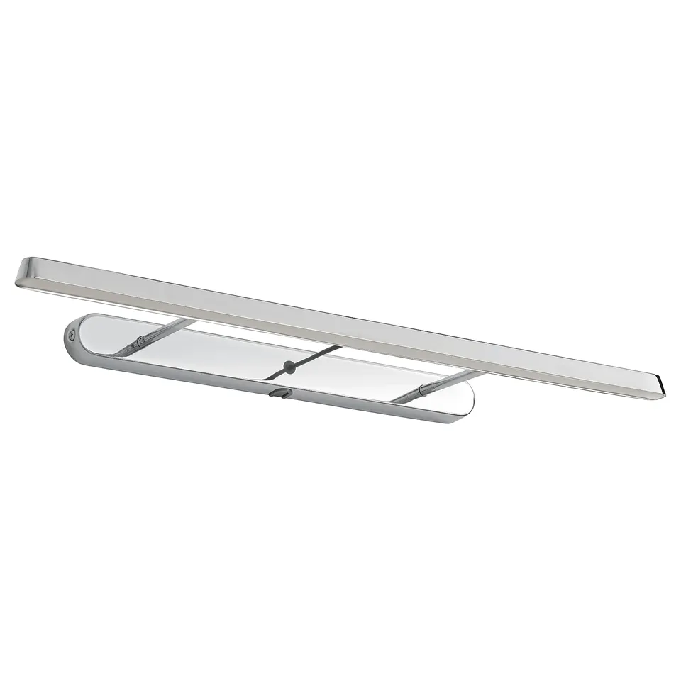 FLASKPOST: chrome-finished, steel adjustable led light bar for bathroom mirror use.