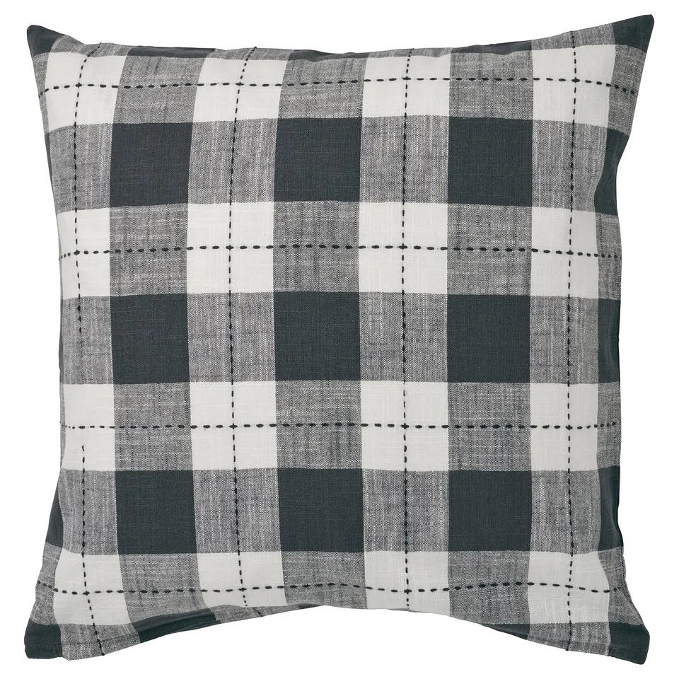 SVAMPFLY cushion, anthracite check, square shape, zip closure, cotton.