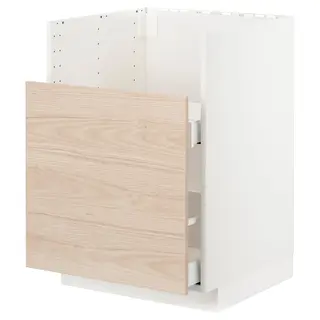 METOD / MAXIMERA base cab f TALLSJÖN sink, white/Askersund light ash effect, 60x60 cm
