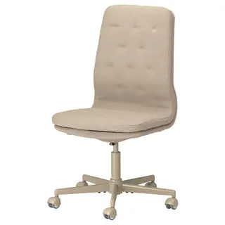 MULLFJÄLLET conference chair with castors, Naggen beige, Width 72 x Depth 72 cm