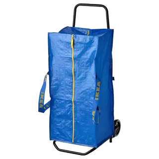 RULLEBÖR / FRAKTA trolley with trunk, black/blue