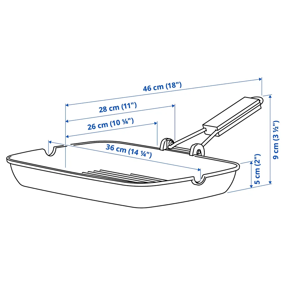 Illustration with measurements for the product: GRILLA.