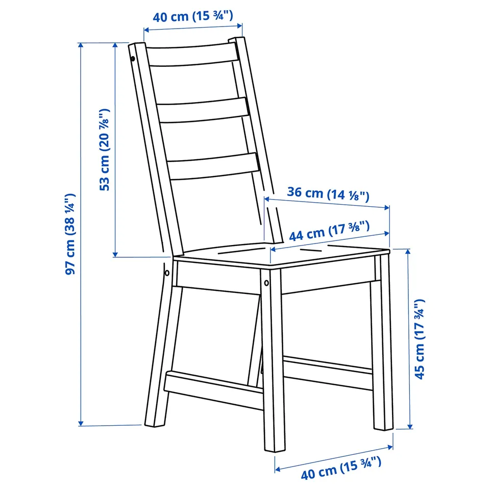 Illustration with measurements for the product: NORDVIKEN.