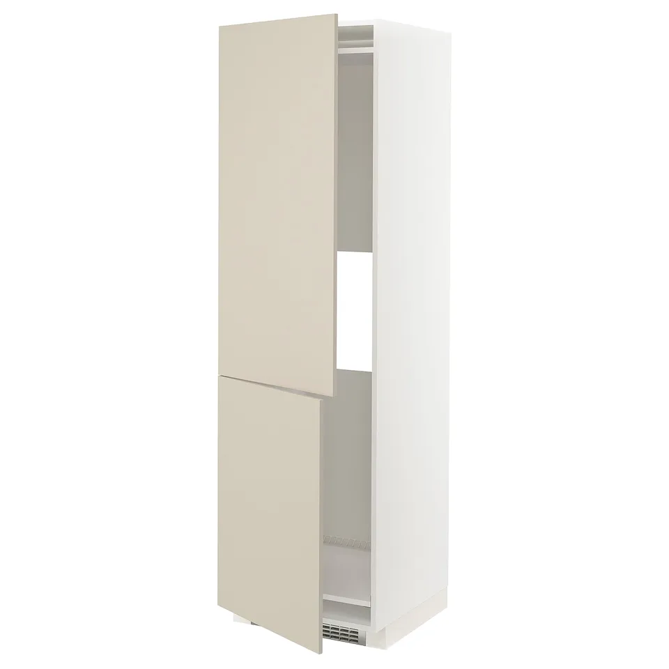 Ikea METOD tall cream-white cabinet with adjustable shelves.